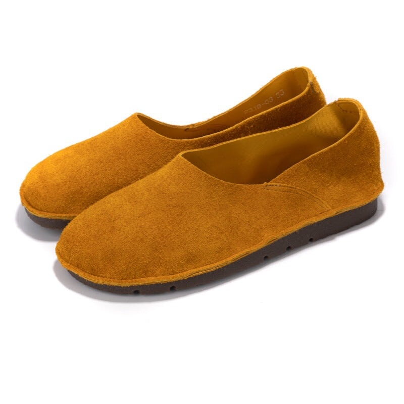Casual Suede Leather Slip-On Loafers Breathable Barefoot Flat Shoes in Khaki/Yellow Brown/Beige/Coffee