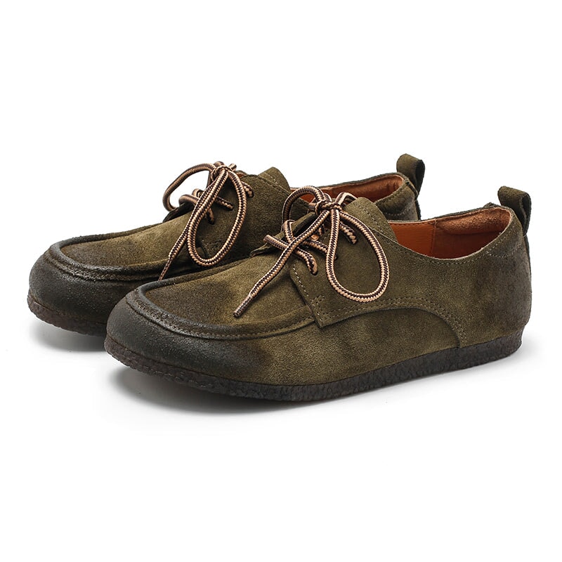 Dwarves Designer Shoes Soft Lace Up Oxfords Suede Leather Derby Flats For Women Handmade