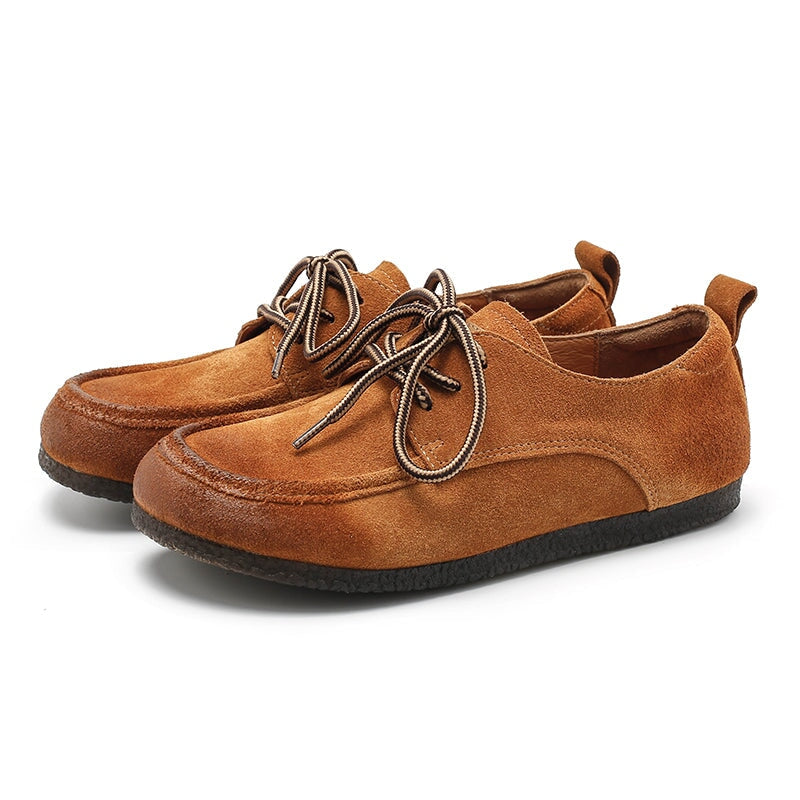 Dwarves Designer Shoes Soft Lace Up Oxfords Suede Leather Derby Flats For Women Handmade