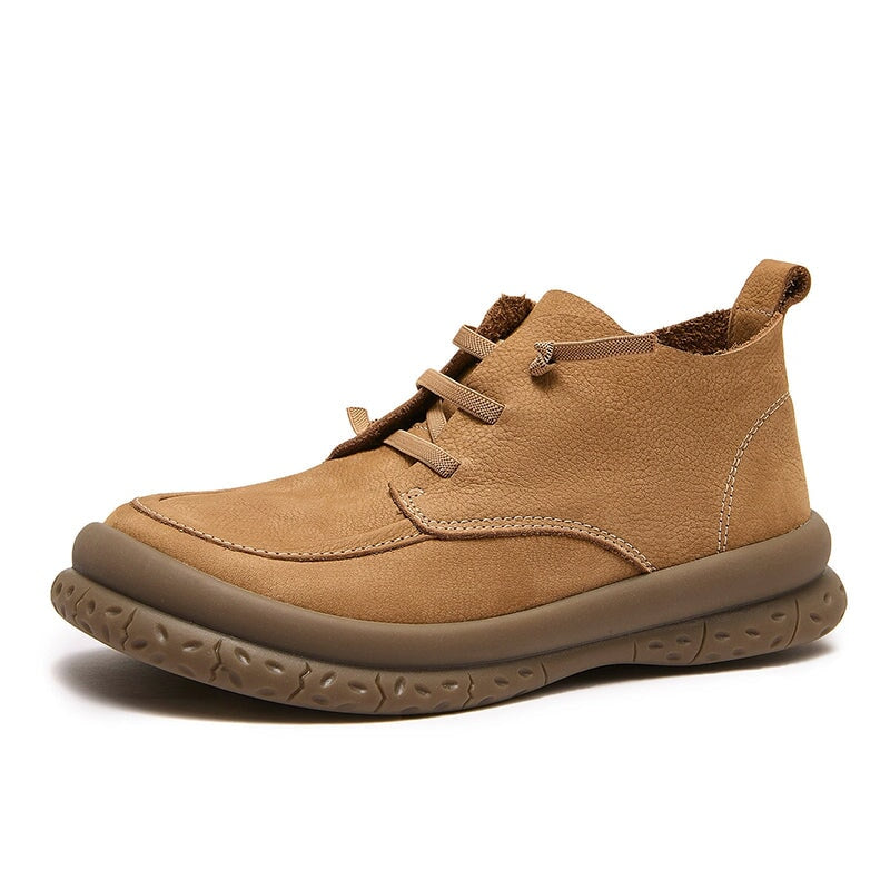 Handmade Nubuck Leather Barefoot Oxford Shoes Lace-Up Casual Shoes in Turmeric/Grey/Coffee