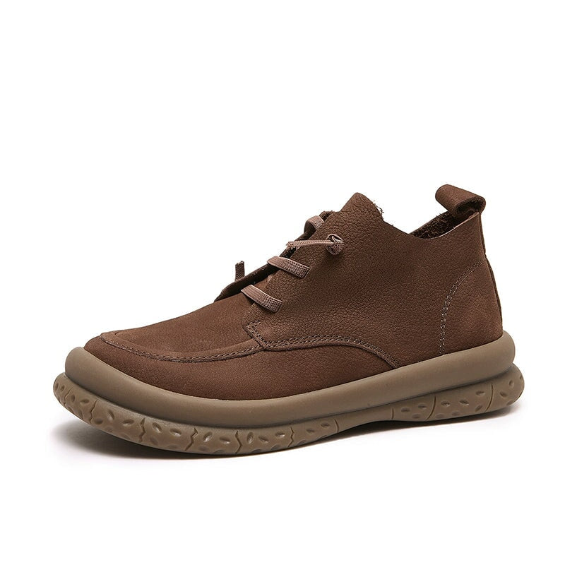 Handmade Nubuck Leather Barefoot Oxford Shoes Lace-Up Casual Shoes in Turmeric/Grey/Coffee