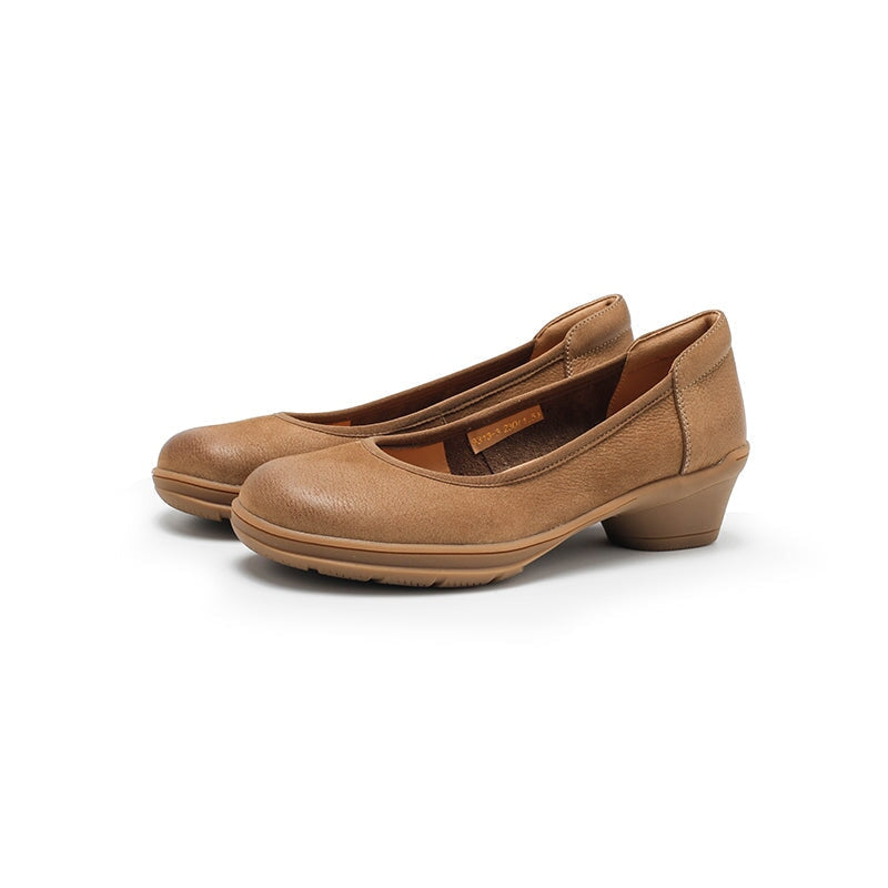 Dwarves Handmade Nubuck Leather Work Shoes Round Toe Loafer Pumps In 6 Colors