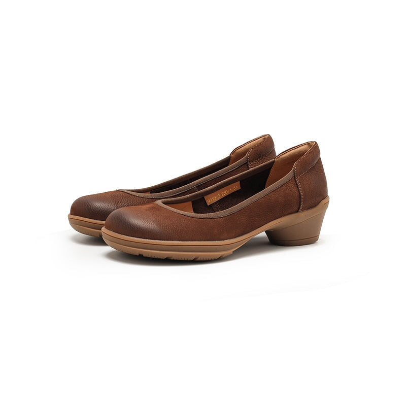 Dwarves Handmade Nubuck Leather Work Shoes Round Toe Loafer Pumps In 6 Colors