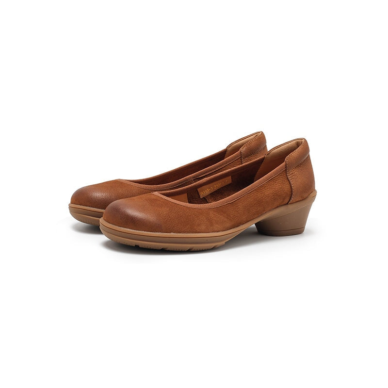 Dwarves Handmade Nubuck Leather Work Shoes Round Toe Loafer Pumps In 6 Colors