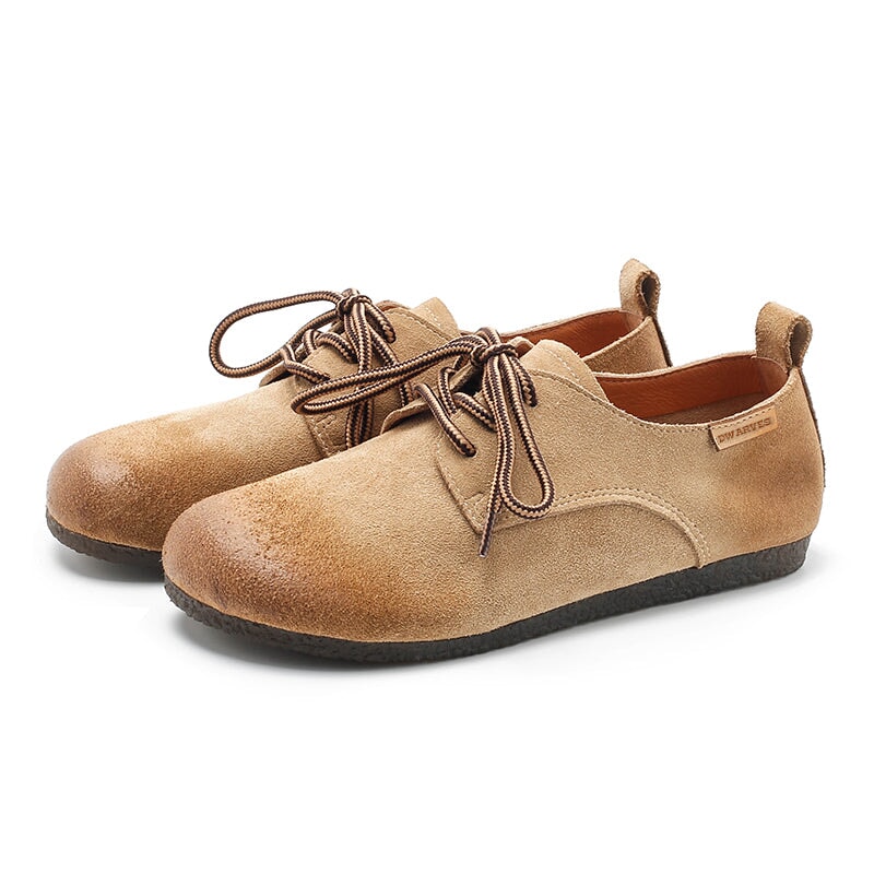 Dwarves Handmade Suede Leather Lace up Oxford Shoes in Green/Khaki/Coffee/Apricot/Brown