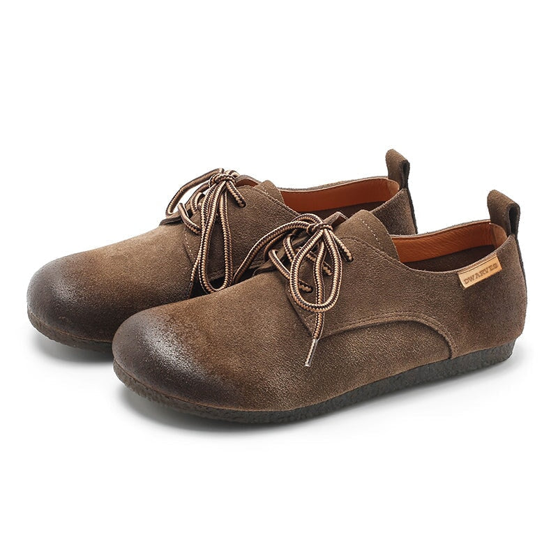 Dwarves Handmade Suede Leather Lace up Oxford Shoes in Green/Khaki/Coffee/Apricot/Brown