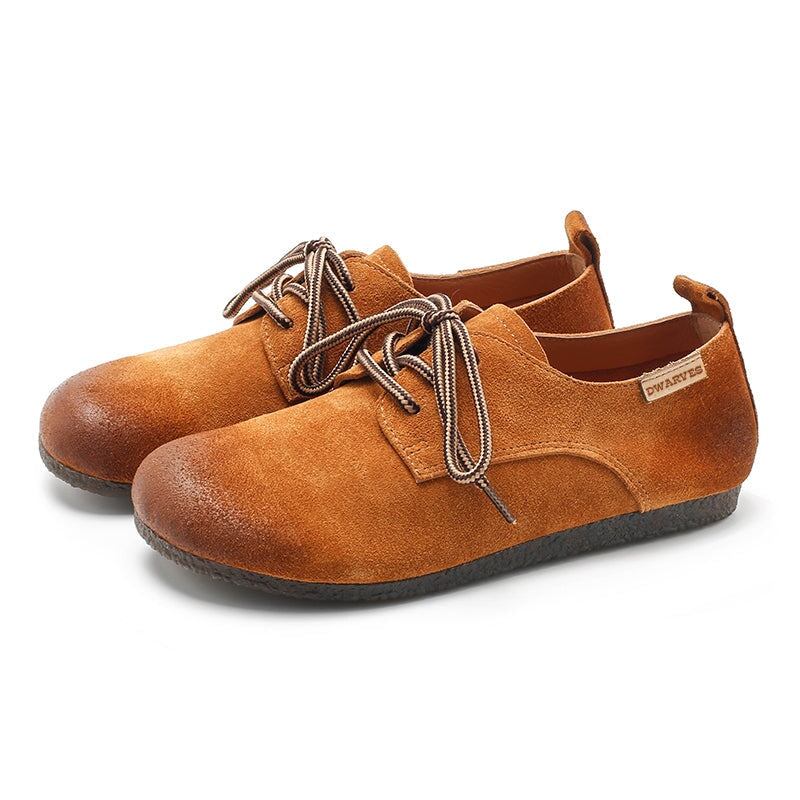 Dwarves Handmade Suede Leather Lace up Oxford Shoes in Green/Khaki/Coffee/Apricot/Brown