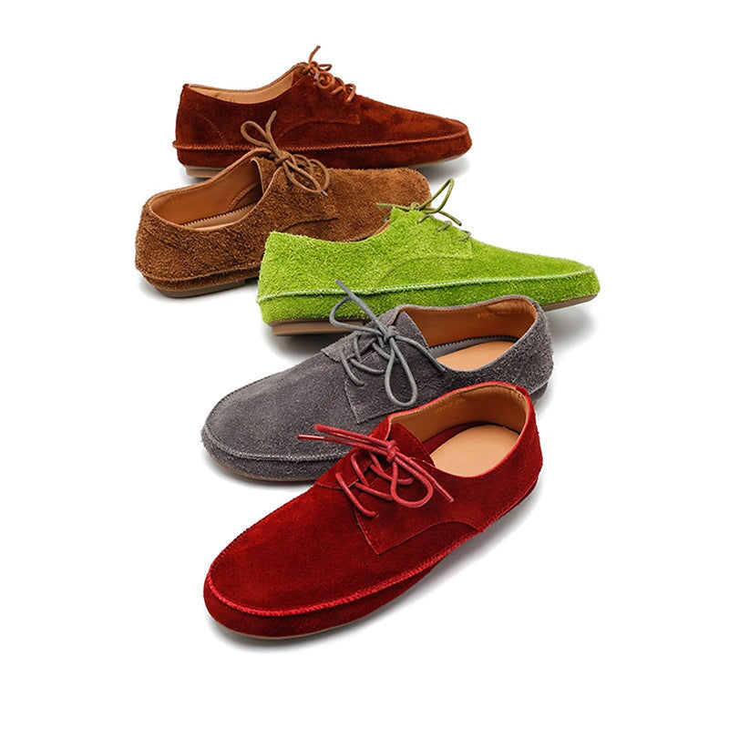 Dwarves Handmade Suede Oxford Shoes Women with Hidden Wedge in 5 Colors