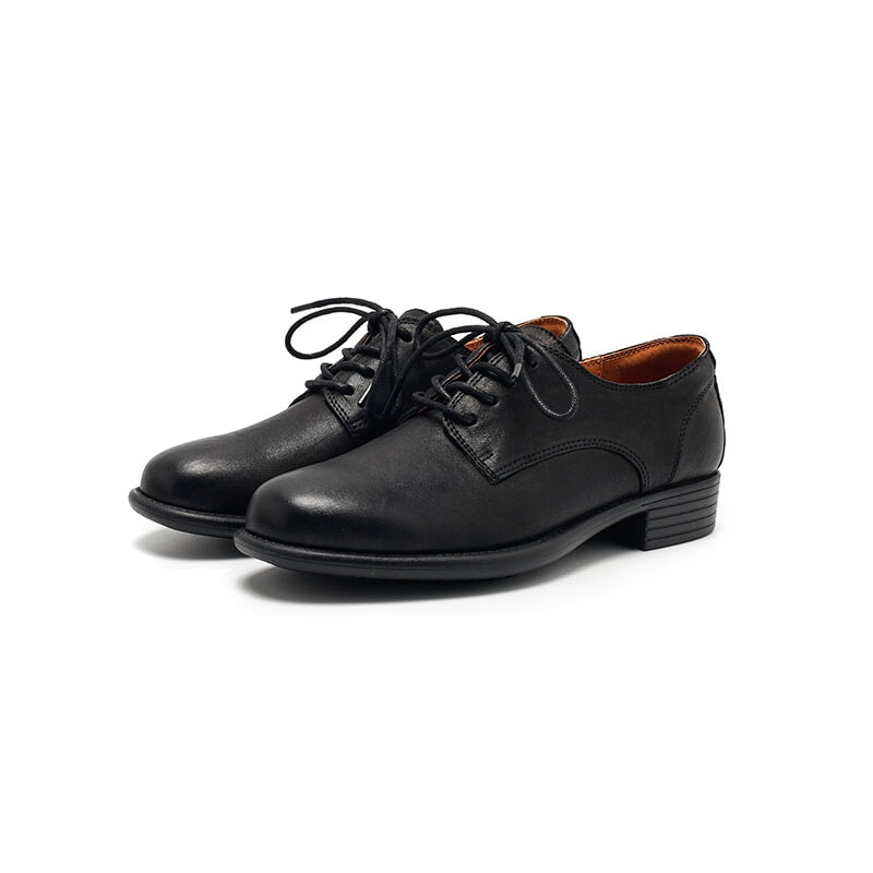 Dwarves Handmade Women’s Leather Oxford Derby Shoes in Black/Dark Coffee/Red