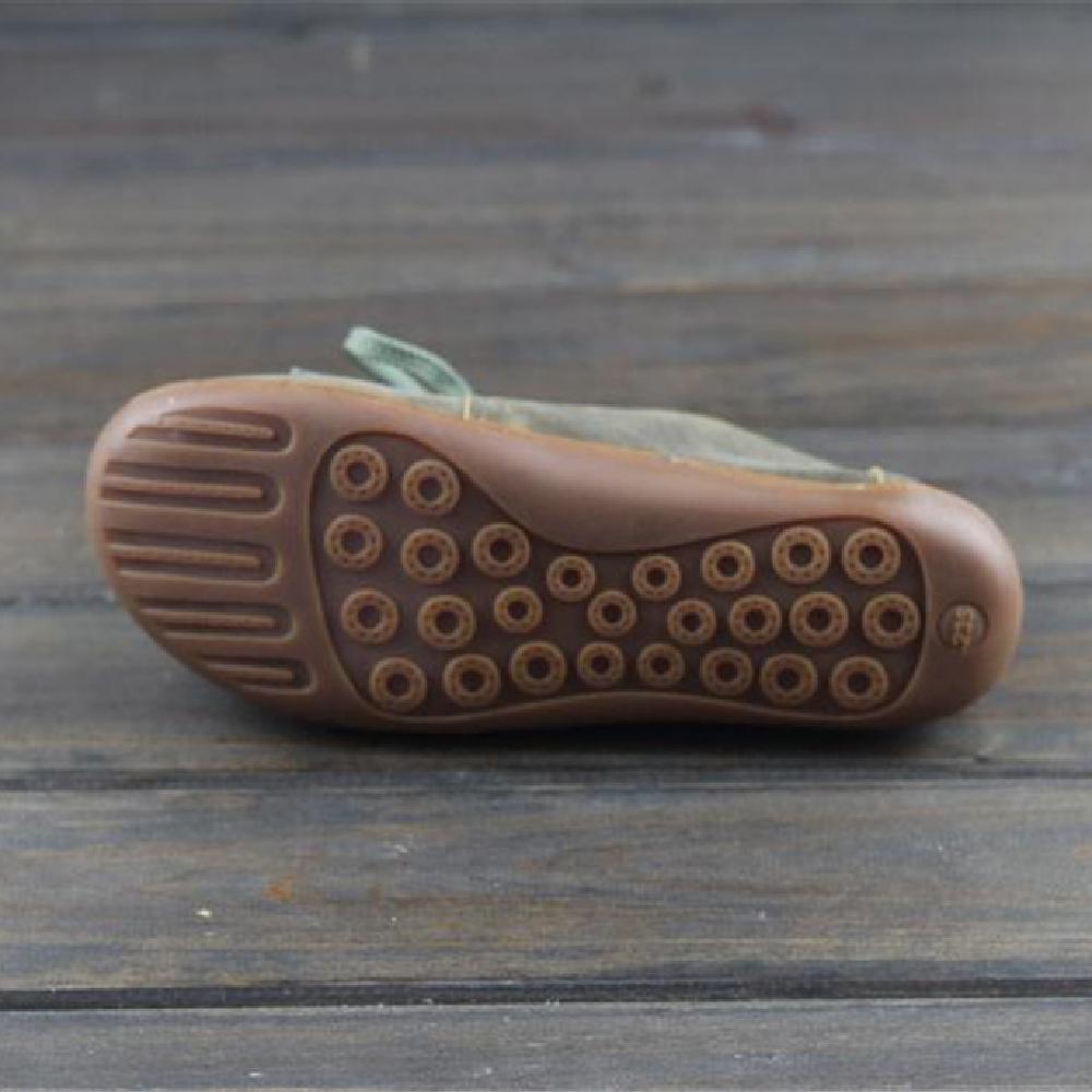 Leather Lace-Up Casual Barefoot Shoes Flat Ankle Shoes