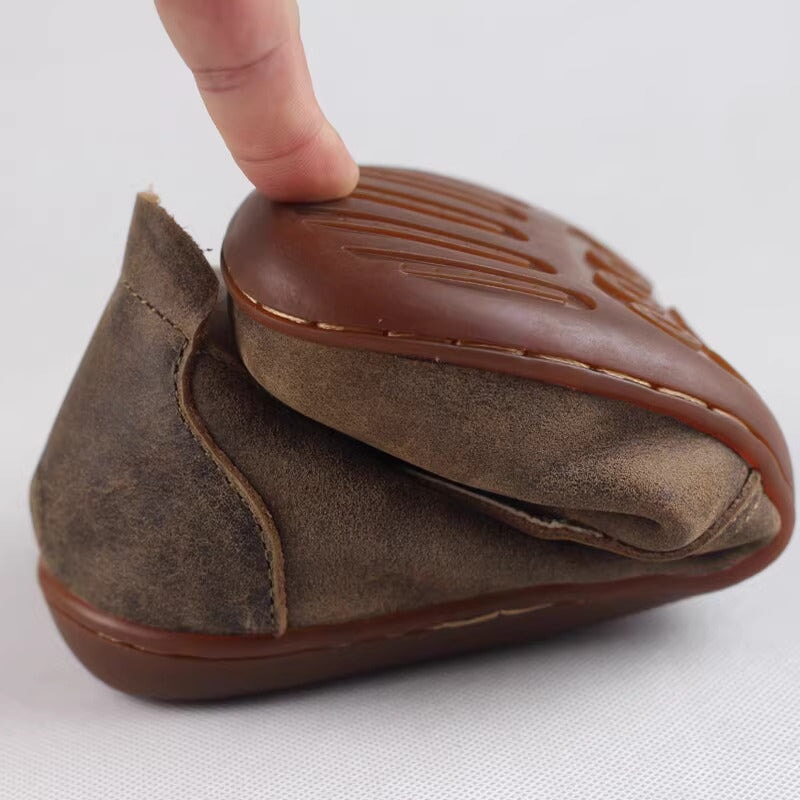 Leather Lace-Up Casual Barefoot Shoes Flat Ankle Shoes