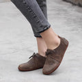 Leather Lace-Up Casual Barefoot Shoes Flat Ankle Shoes