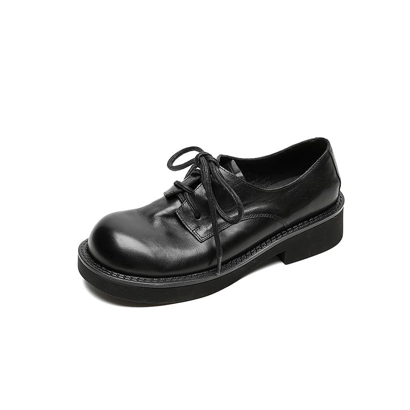 Retro Wide Fit Handmade Leather Oxford Shoes for Women in Red/Black