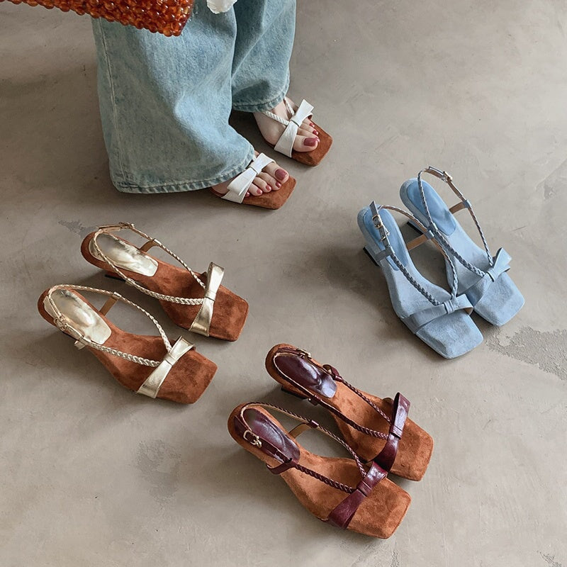 Roman Style Slingback Wedge Pumps Open Toe Sheepskin Fashion Sandals in Beige/Golden/Wine Red/Blue