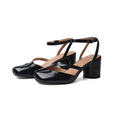 Tabi Split-Toe Slingback Heels for Women 70mm Cylinder Heel Leather Pumps in Black/Purple
