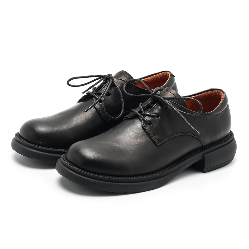 Dwarves Vegetable Tanned Leather Derby Shoes Lace Up Oxfords in Brown/Khaki/Black