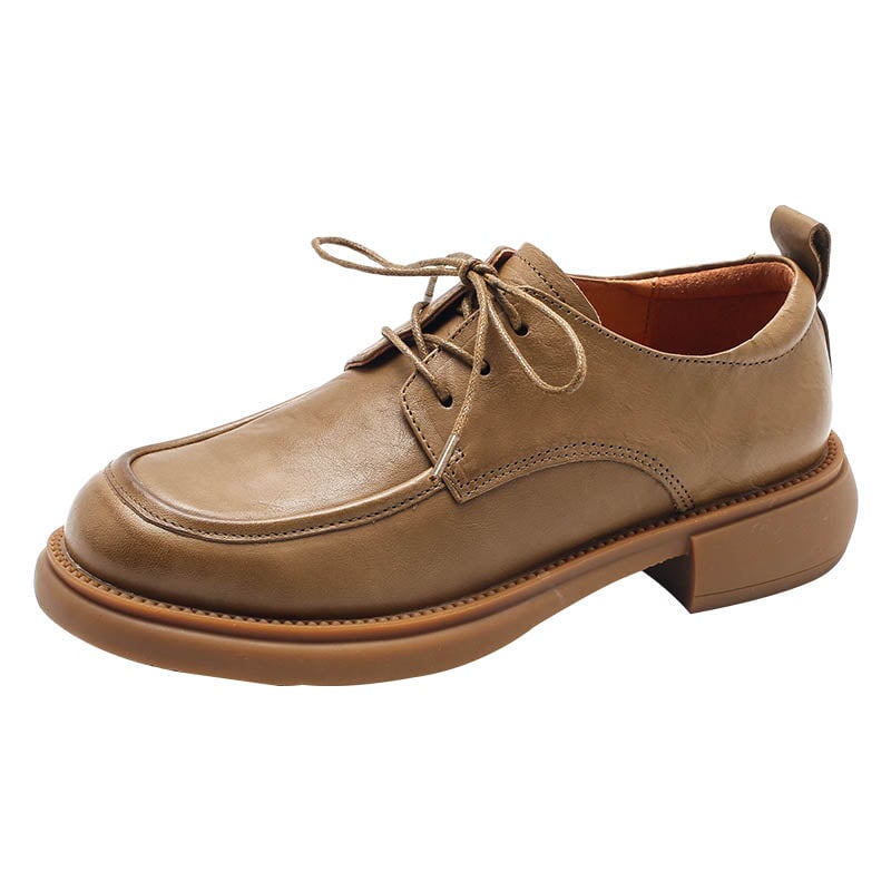 Dwarves Women's Oxford Derby Shoes Handmade Vegetable Tanned Leather in Khaki/Brown/Black