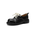Women's Retro Platform Water-Washed Leather Derby Shoes in Black/Brown